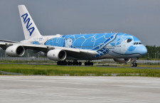 ANAのA380、関空・中部でも遊覧飛行　青い初号機、4月週末に